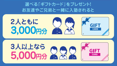 2人ともに 3,000円分!
3人以上なら 5,000円分!
